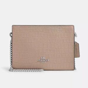 Coach Croc-Embossed Slim Crossbody in Taupe